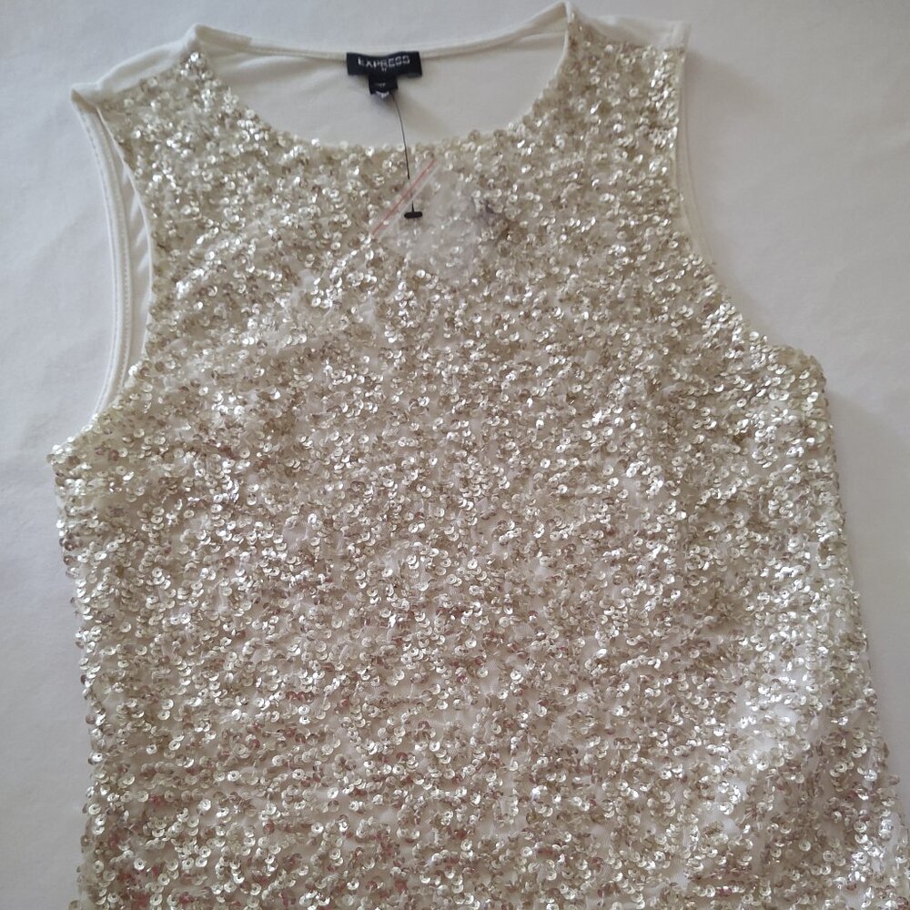 New! Express Ivory-Champagne SPARKLE Style Top Size: Xs